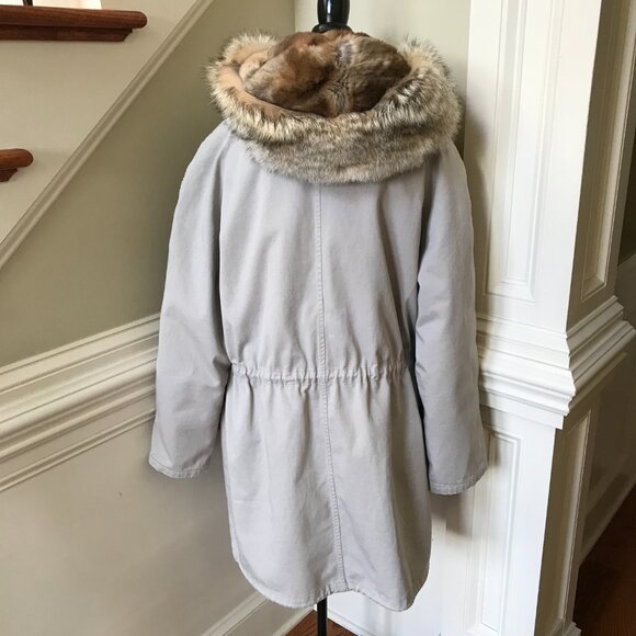 Yves Salomon YS Army Parka Coat Womens 42 XL Gray Fur Lined Waterproof Jacket - Picture 14 of 15